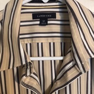 Lands End Long Sleeve Striped Oxford Blouse
